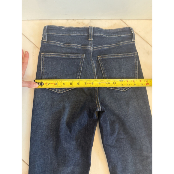 ZARA Women’s High Rise Straight Leg Ankle Jeans Raw Hem Dark Wash Size 2 - Picture 6 of 9